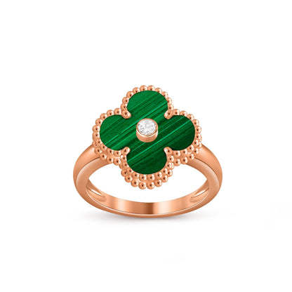 [KELA]LUCKY CLOVER DIAMOND-ACCENT ROSE GOLD RING COLLECTION