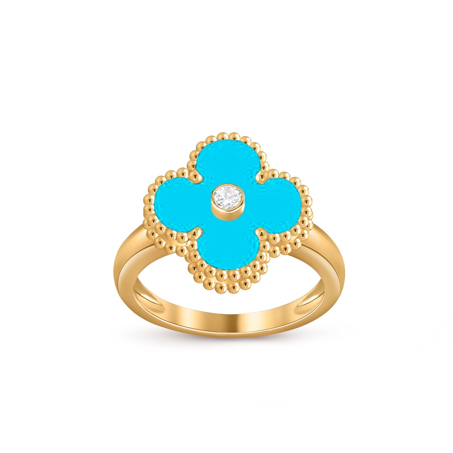 [KELA]LUCKY CLOVER DIAMOND-ACCENT GOLD RING COLLECTION
