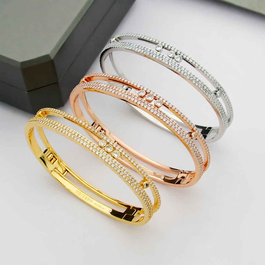 [KELA]MOVE ROMANE PAVÉ DIAMOND BANGLE BRACELET