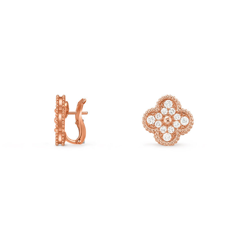 [KELA]15MM CLOVER FLOWER STUD EARRINGS ROSE GOLD COLLECTION