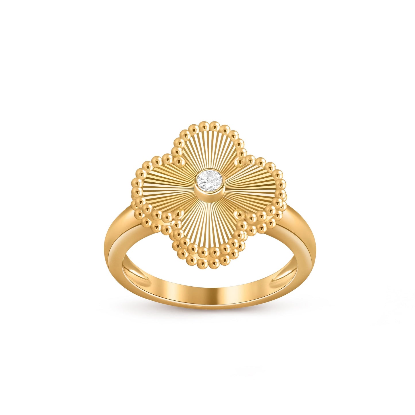 [KELA]LUCKY CLOVER DIAMOND-ACCENT GOLD RING COLLECTION