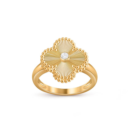[KELA]LUCKY CLOVER DIAMOND-ACCENT GOLD RING COLLECTION