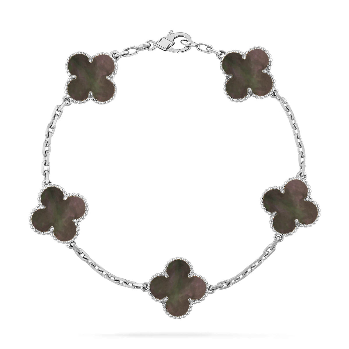 [KELA]LUCKY CLOVER 5-MOTIF BRACELET - GREY MOTHER-OF-PEARL COLLECTION