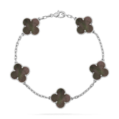 [KELA]LUCKY CLOVER 5-MOTIF BRACELET - GREY MOTHER-OF-PEARL COLLECTION