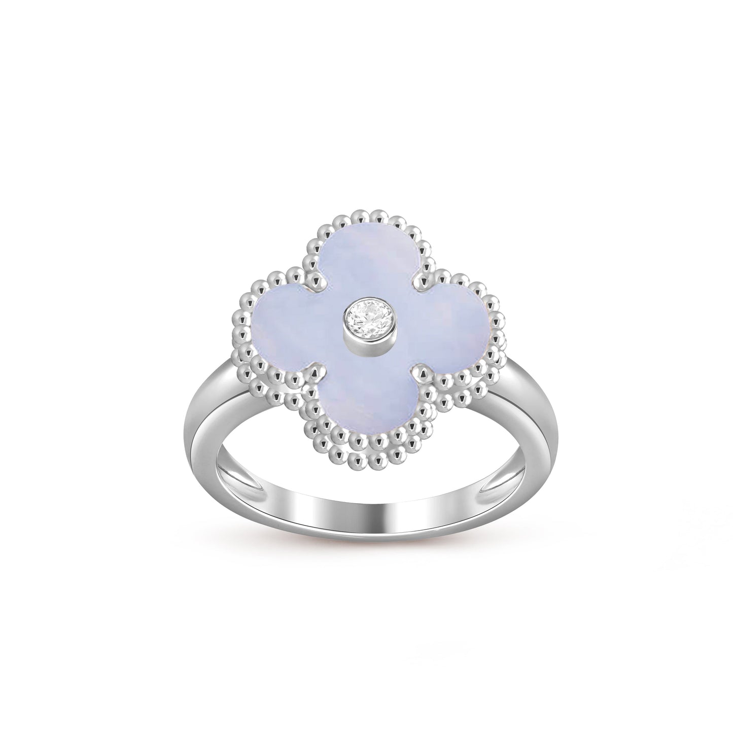 [KELA]LUCKY CLOVER DIAMOND-ACCENT WHITE GOLD RING COLLECTION