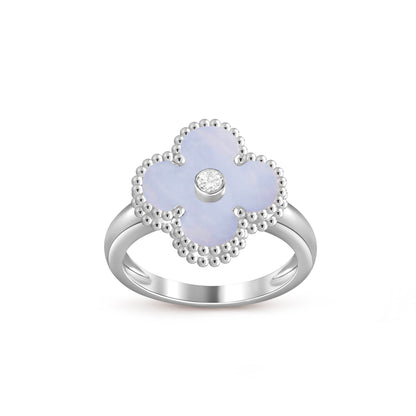[KELA]LUCKY CLOVER DIAMOND-ACCENT WHITE GOLD RING COLLECTION