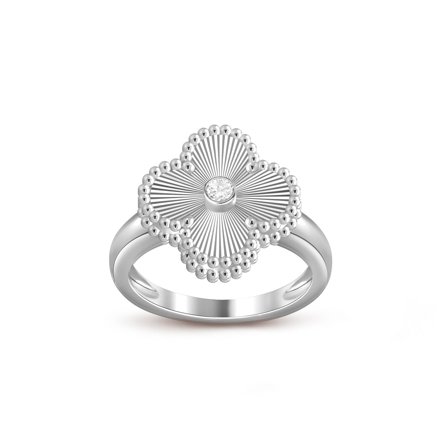 [KELA]LUCKY CLOVER DIAMOND-ACCENT WHITE GOLD RING COLLECTION