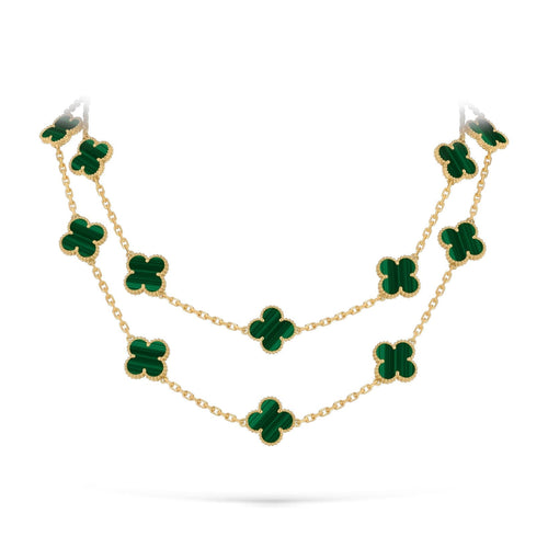 [KELA]CLASSIC 20-MOTIF LUCKY CLOVER LONG NECKLACE GOLD COLLECTION