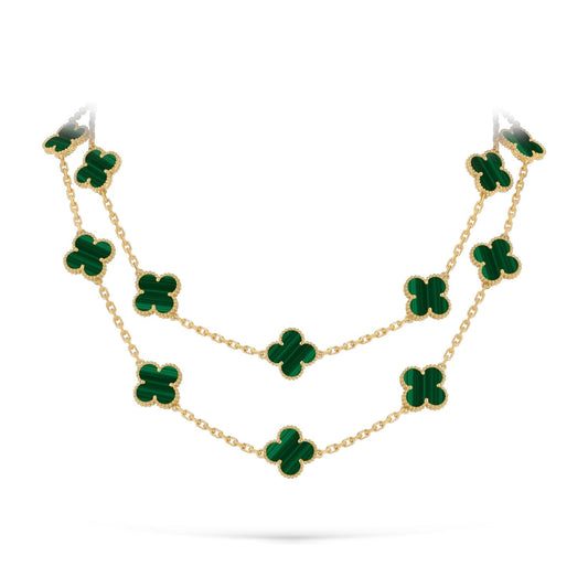 [KELA]CLASSIC 20-MOTIF LUCKY CLOVER LONG NECKLACE GOLD COLLECTION