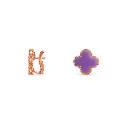 [KELA]15MM CLOVER FLOWER STUD EARRINGS ROSE GOLD COLLECTION