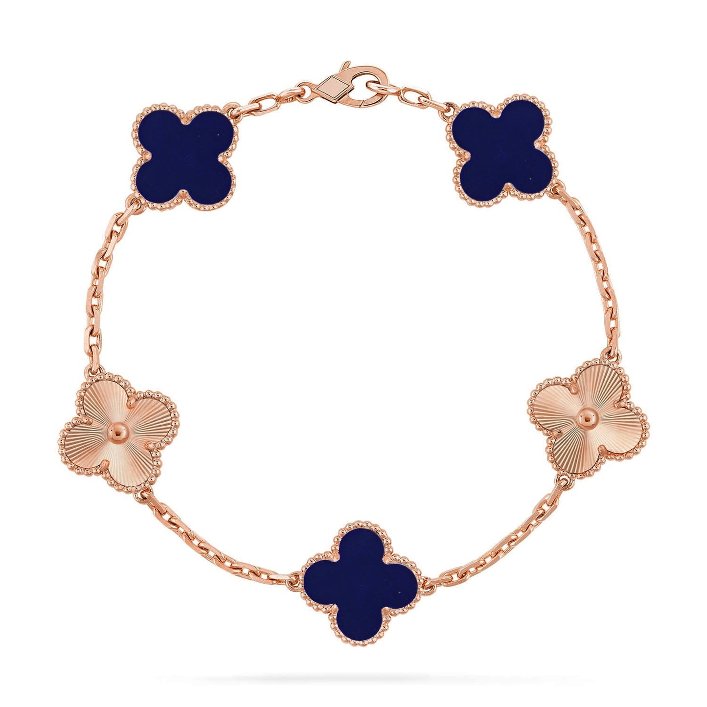 [KELA]LUCKY CLOVER 5-MOTIF BRACELET - LAPIS LAZULI COLLECTION