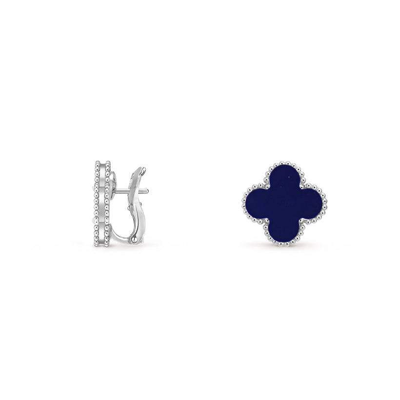 [KELA]15MM CLOVER FLOWER STUD EARRINGS WHITE GOLD COLLECTION
