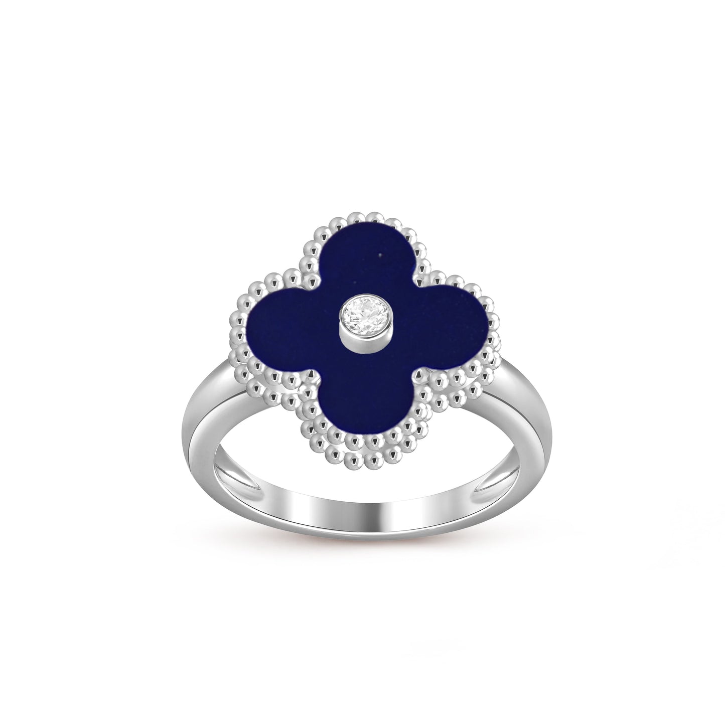 [KELA]LUCKY CLOVER DIAMOND-ACCENT WHITE GOLD RING COLLECTION