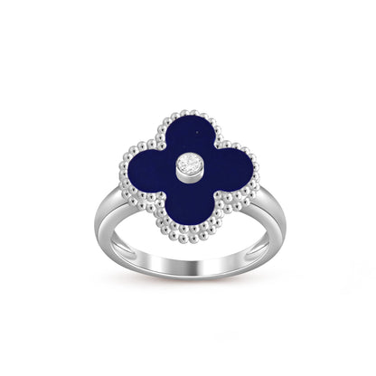 [KELA]LUCKY CLOVER DIAMOND-ACCENT WHITE GOLD RING COLLECTION