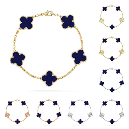 [KELA]LUCKY CLOVER 5-MOTIF BRACELET - LAPIS LAZULI COLLECTION