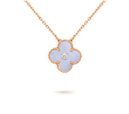 [KELA]15MM CLOVER FLOWER DIAMOND PENDANT NECKLACE COLLECTION