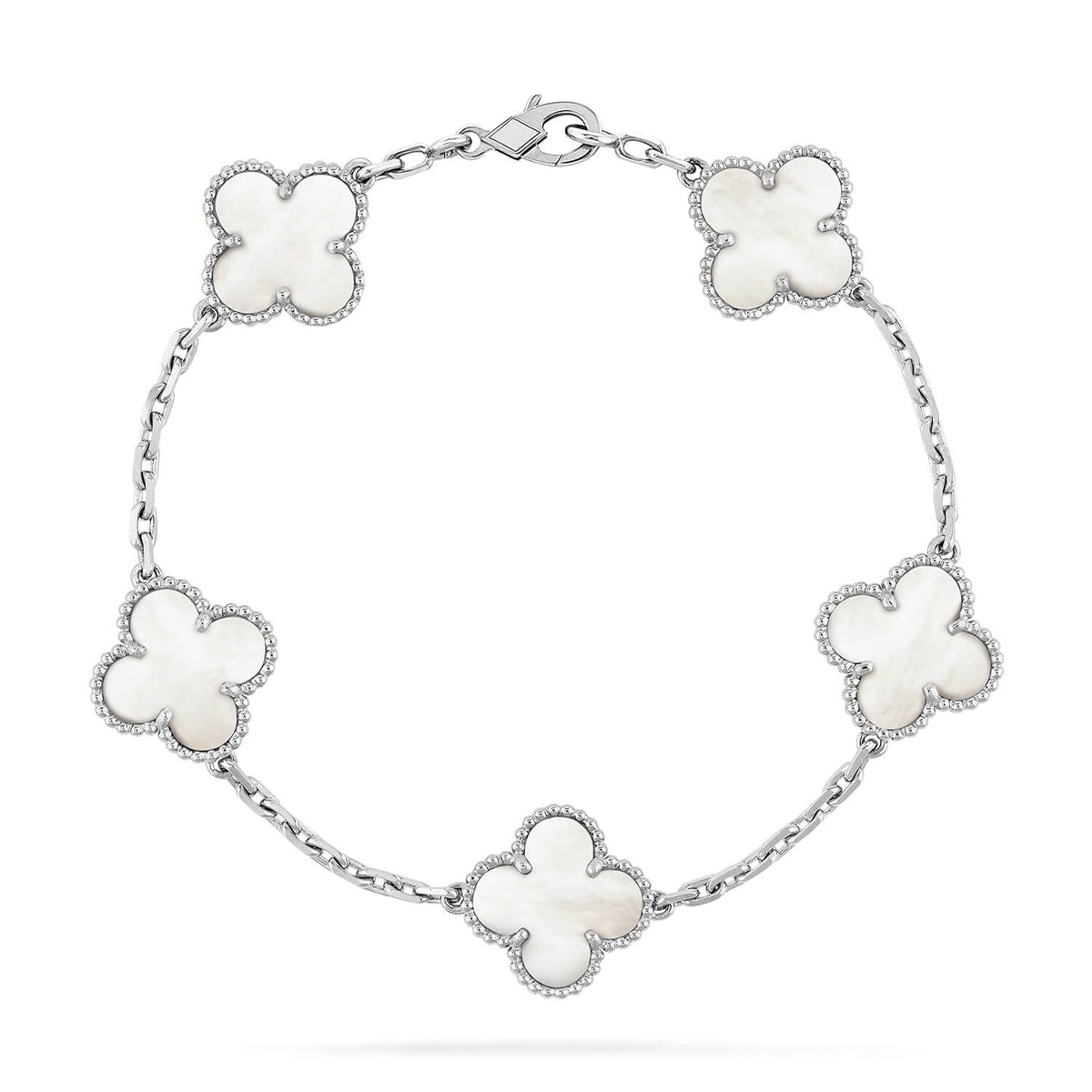 [KELA]LUCKY CLOVER 5-MOTIF BRACELET - WHITE MOTHER-OF-PEARL COLLECTION