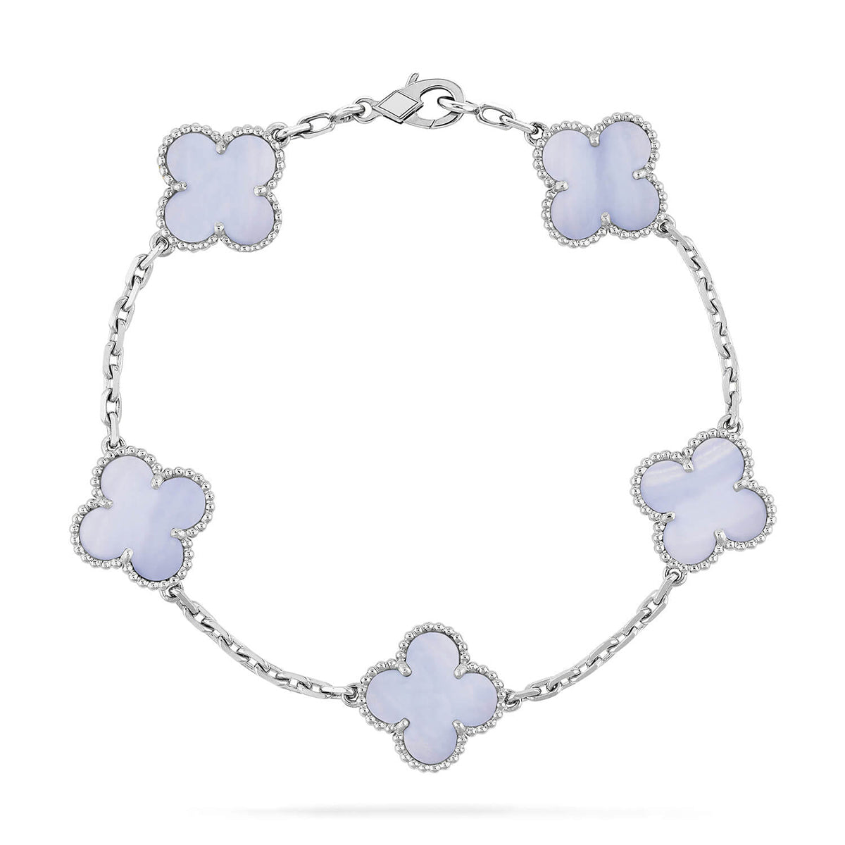 [KELA]LUCKY CLOVER 5-MOTIF BRACELET - PURPLE CHALCEDONY COLLECTION