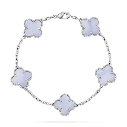 [KELA]LUCKY CLOVER 5-MOTIF BRACELET - PURPLE CHALCEDONY COLLECTION
