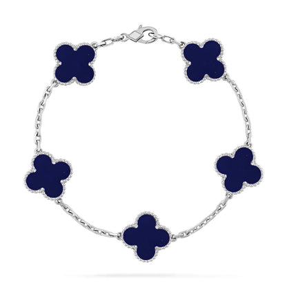 [KELA]LUCKY CLOVER 5-MOTIF BRACELET - LAPIS LAZULI COLLECTION