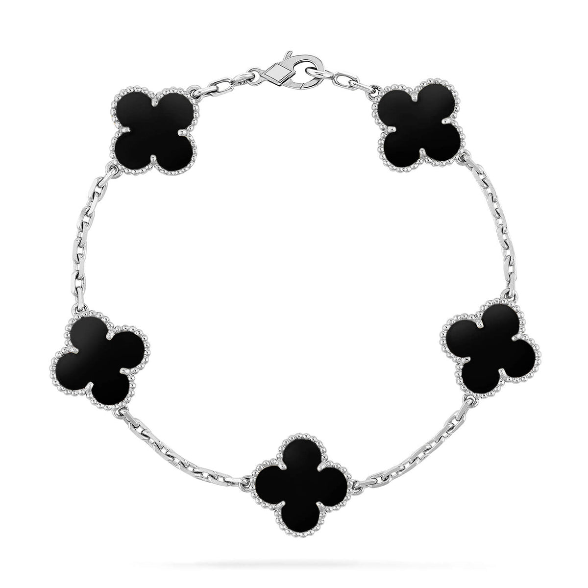 [KELA]LUCKY CLOVER 5-MOTIF BRACELET - BLACK OXNY COLLECTION