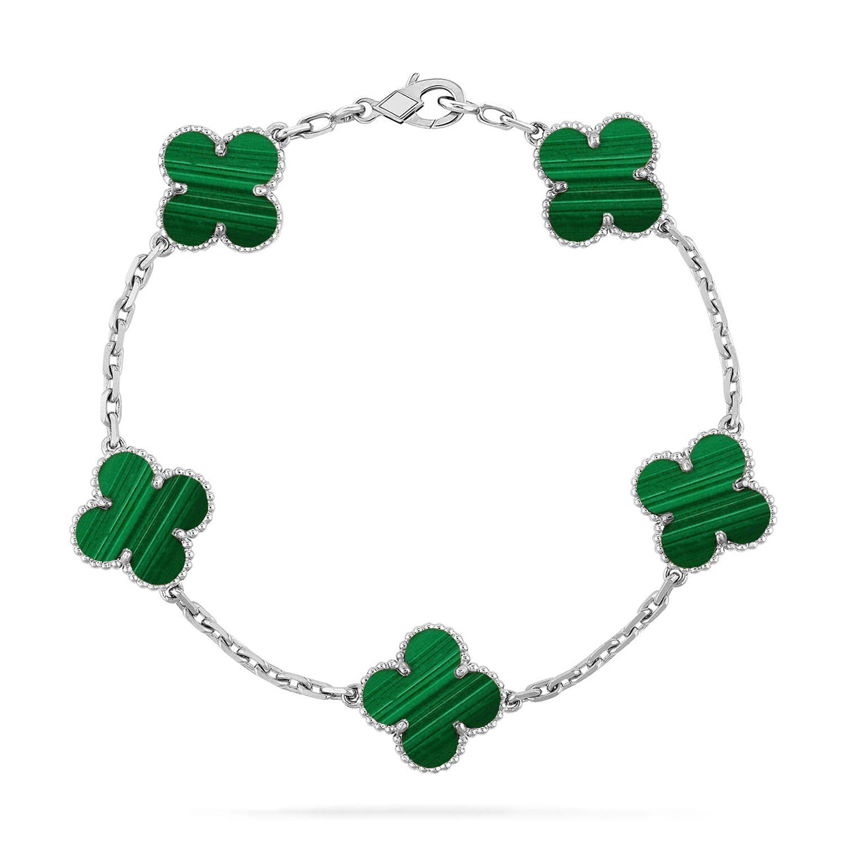 [KELA]LUCKY CLOVER 5-MOTIF BRACELET - MALACHITE COLLECTION
