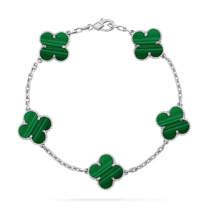 [KELA]LUCKY CLOVER 5-MOTIF BRACELET - MALACHITE COLLECTION