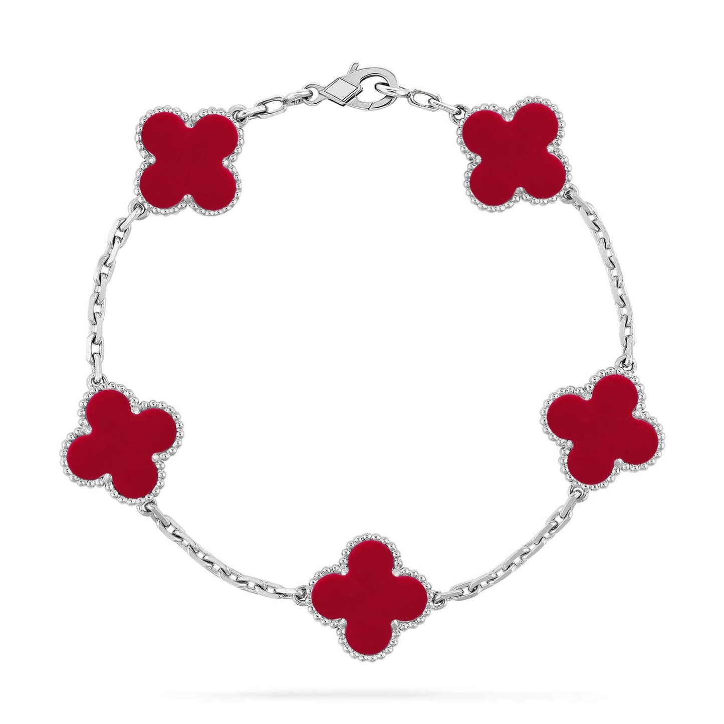 [KELA]LUCKY CLOVER 5-MOTIF BRACELET - RED CARNELIAN COLLECTION