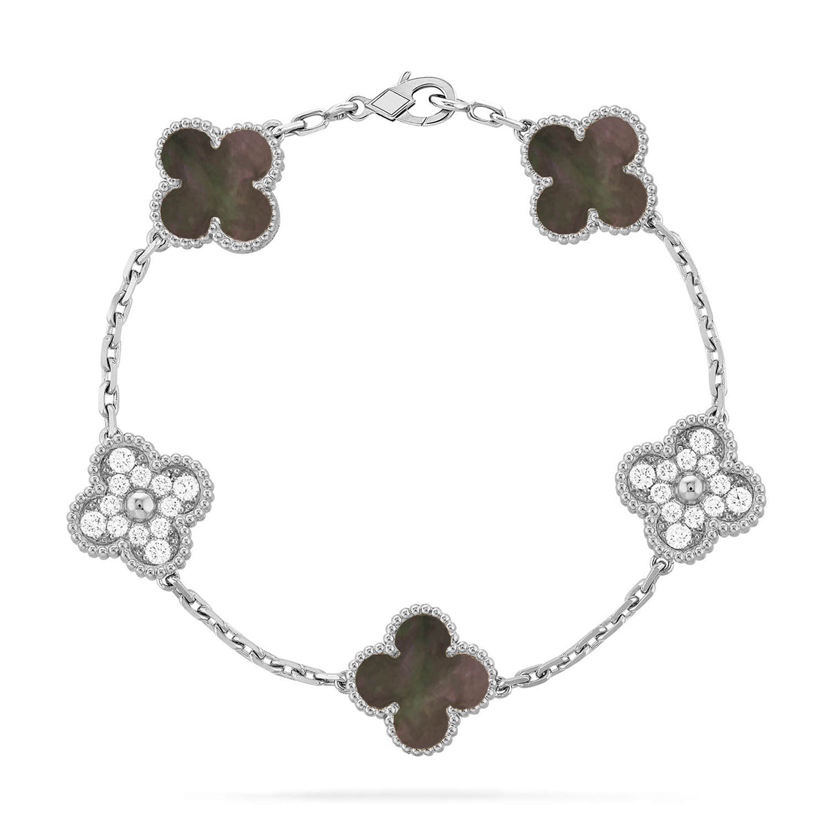 [KELA]LUCKY CLOVER 5-MOTIF BRACELET - GREY MOTHER-OF-PEARL COLLECTION