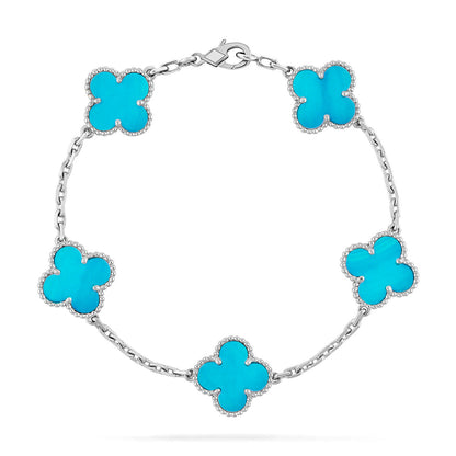 [KELA]LUCKY CLOVER 5-MOTIF BRACELET - TURQUOISE COLLECTION