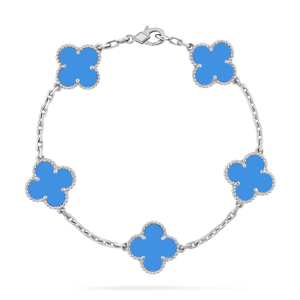 [KELA]LUCKY CLOVER 5-MOTIF BRACELET - BLUE AGATE COLLECTION