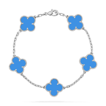 [KELA]LUCKY CLOVER 5-MOTIF BRACELET - BLUE AGATE COLLECTION