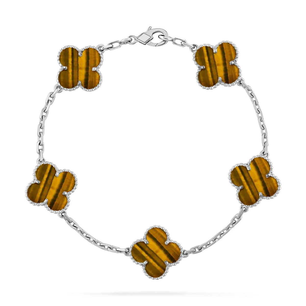 [KELA]LUCKY CLOVER 5-MOTIF BRACELET -  TIGER’S EYE COLLECTION
