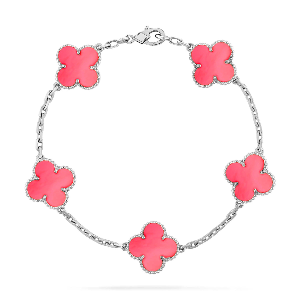 [KELA]LUCKY CLOVER 5-MOTIF BRACELET - PINK MOTHER-OF-PEARL COLLECTION