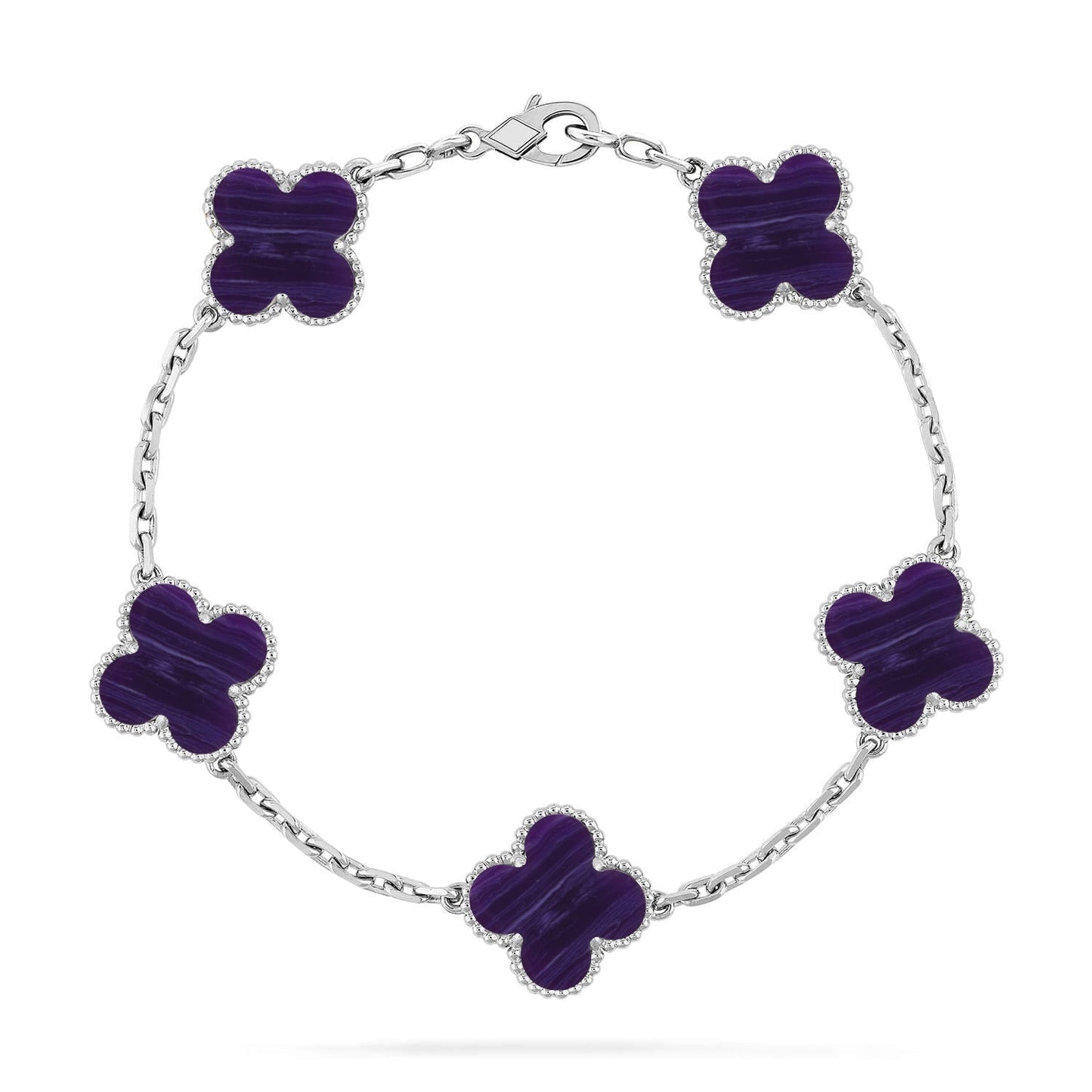 [KELA]LUCKY CLOVER 5-MOTIF BRACELET - CHAROITE COLLECTION