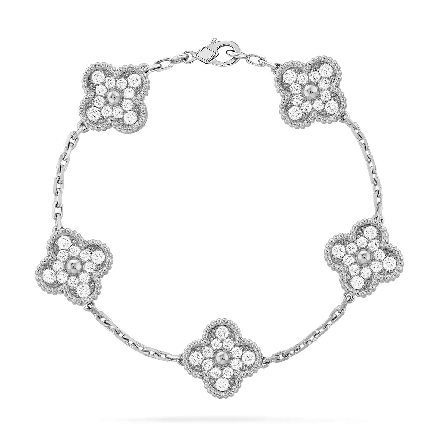 [KELA]LUCKY CLOVER 5-MOTIF BRACELET - FULL-DIAMOND
