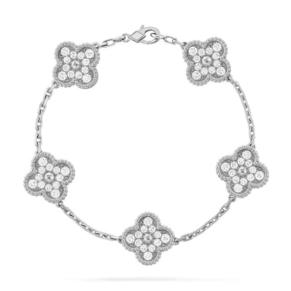 [KELA]LUCKY CLOVER 5-MOTIF BRACELET - FULL-DIAMOND
