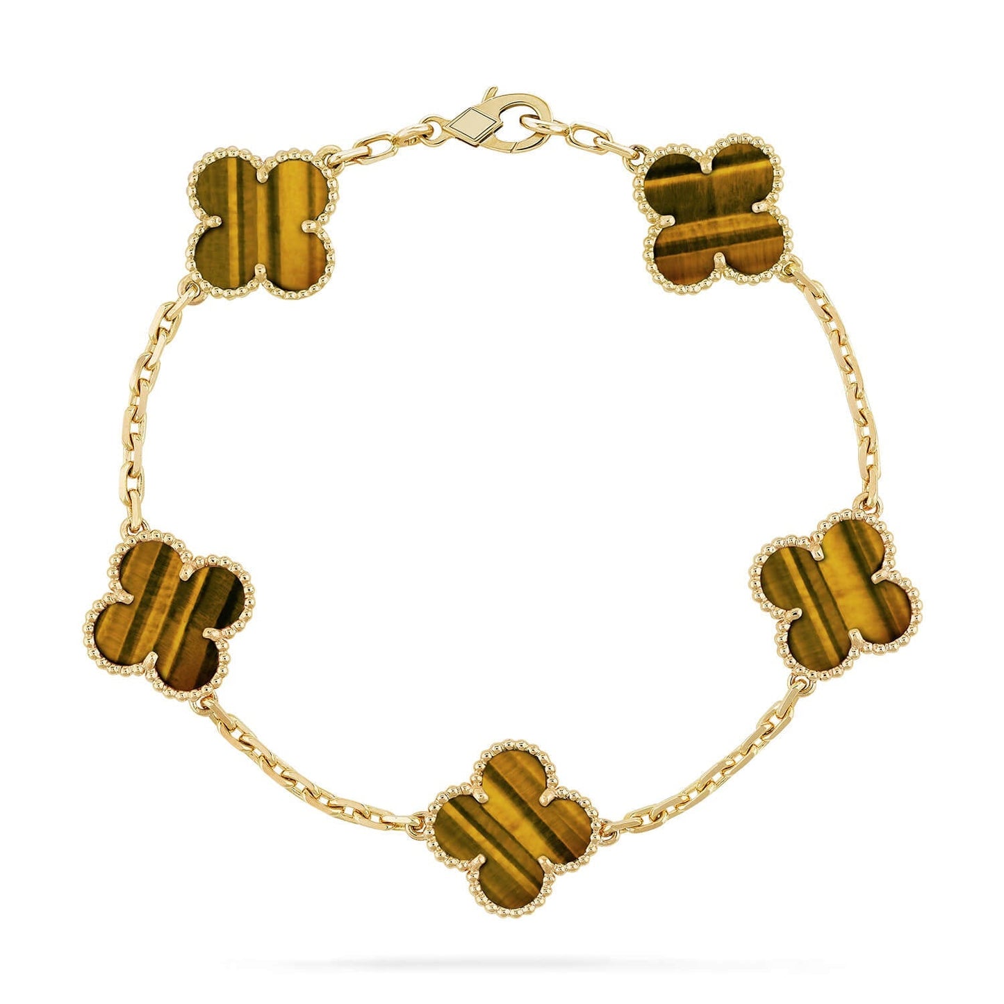 [KELA]LUCKY CLOVER 5-MOTIF BRACELET -  TIGER’S EYE COLLECTION