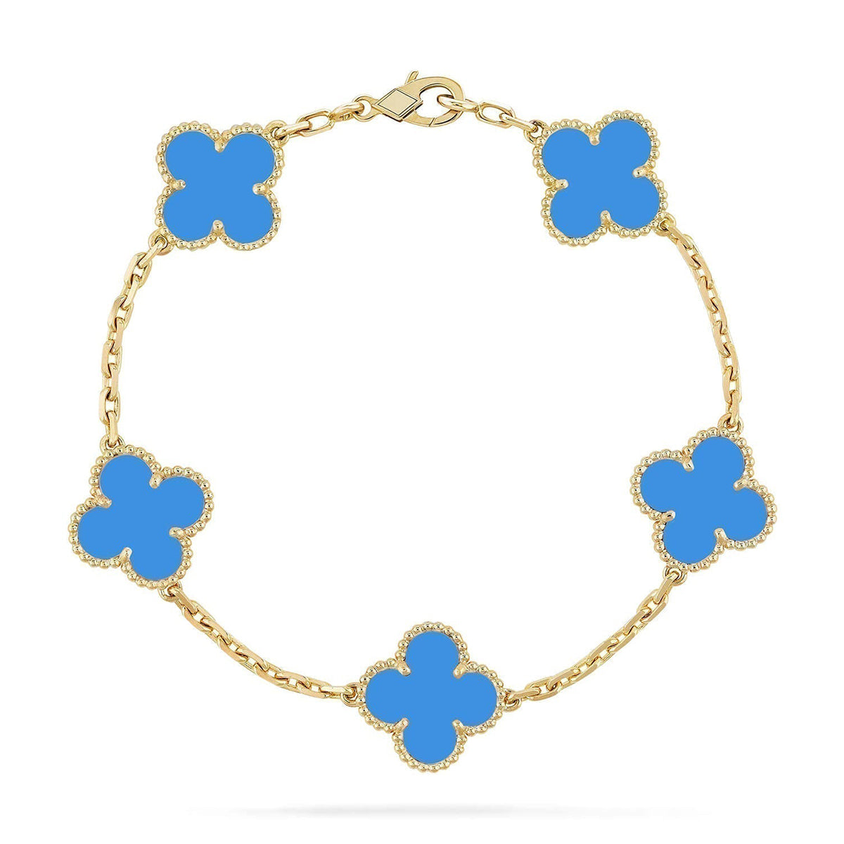 [KELA]LUCKY CLOVER 5-MOTIF BRACELET - BLUE AGATE COLLECTION