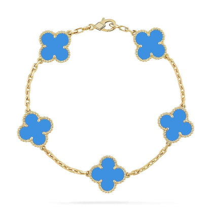 [KELA]LUCKY CLOVER 5-MOTIF BRACELET - BLUE AGATE COLLECTION
