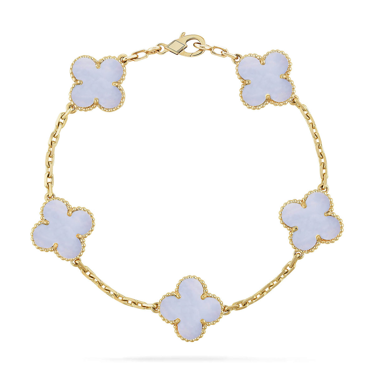 [KELA]LUCKY CLOVER 5-MOTIF BRACELET - PURPLE CHALCEDONY COLLECTION