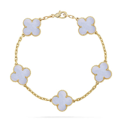 [KELA]LUCKY CLOVER 5-MOTIF BRACELET - PURPLE CHALCEDONY COLLECTION