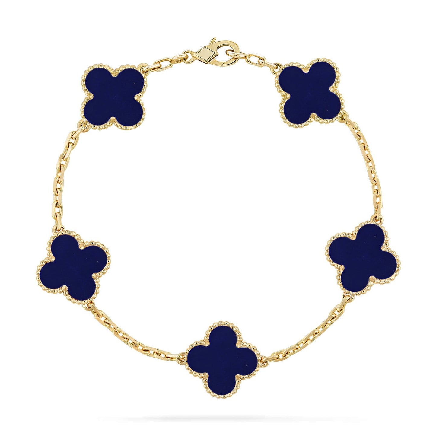 [KELA]LUCKY CLOVER 5-MOTIF BRACELET - LAPIS LAZULI COLLECTION