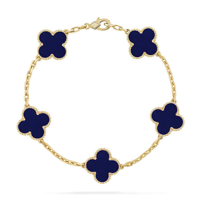 [KELA]LUCKY CLOVER 5-MOTIF BRACELET - LAPIS LAZULI COLLECTION