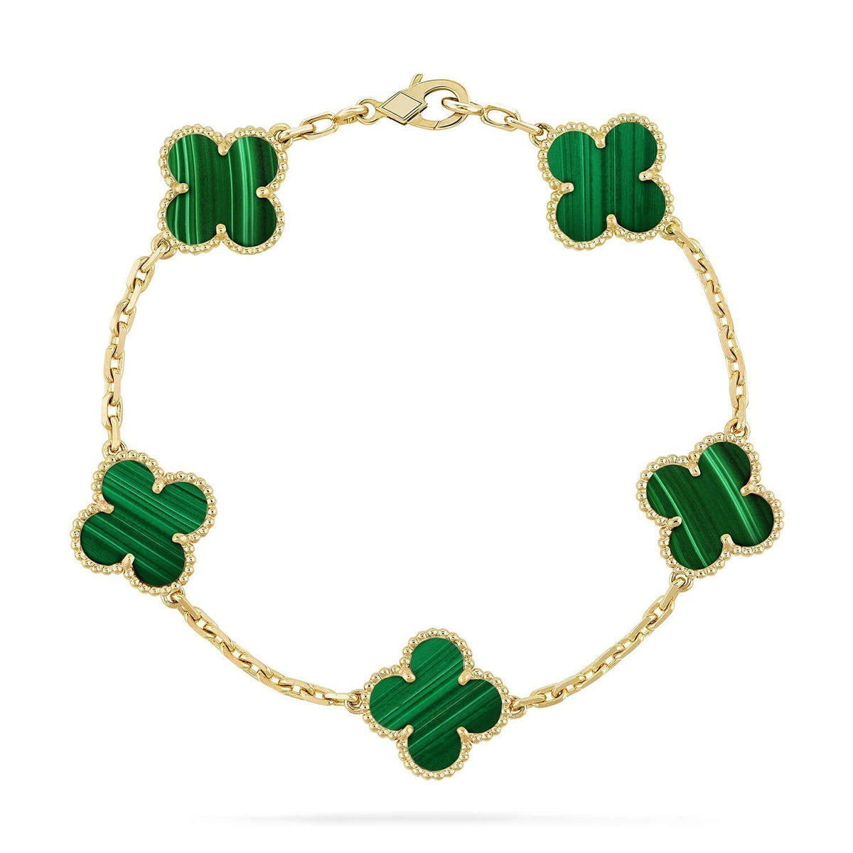 [KELA]LUCKY CLOVER 5-MOTIF BRACELET - MALACHITE COLLECTION