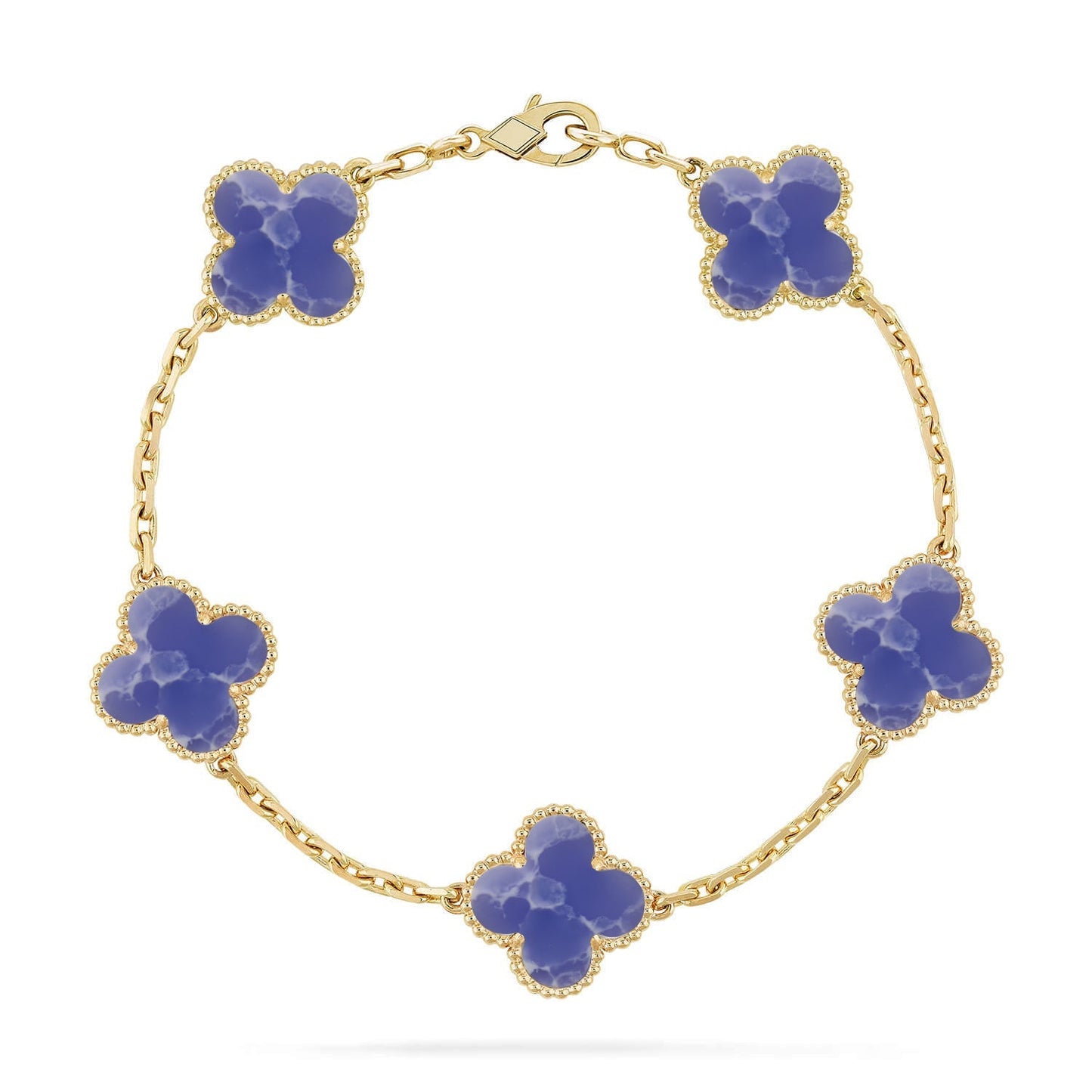 [KELA]LUCKY CLOVER 5-MOTIF BRACELET - BLUE LARIMAR COLLECTION
