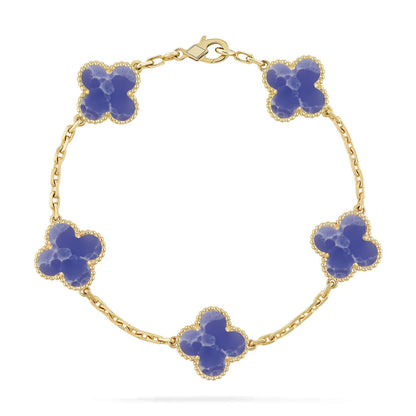 [KELA]LUCKY CLOVER 5-MOTIF BRACELET - BLUE LARIMAR COLLECTION