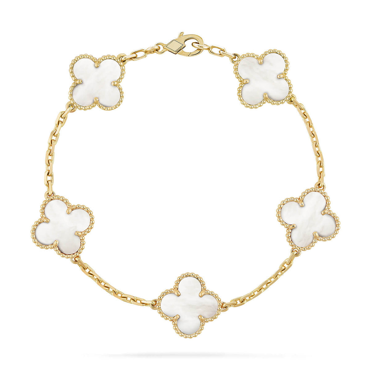 [KELA]LUCKY CLOVER 5-MOTIF BRACELET - WHITE MOTHER-OF-PEARL COLLECTION