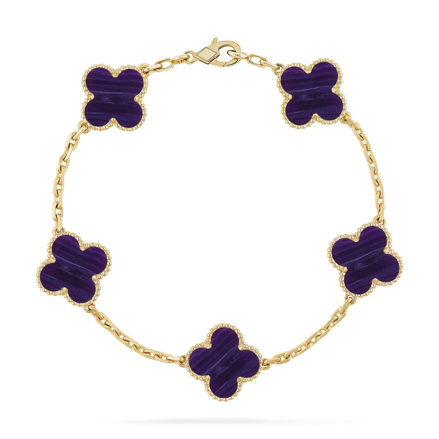 [KELA]LUCKY CLOVER 5-MOTIF BRACELET - CHAROITE COLLECTION