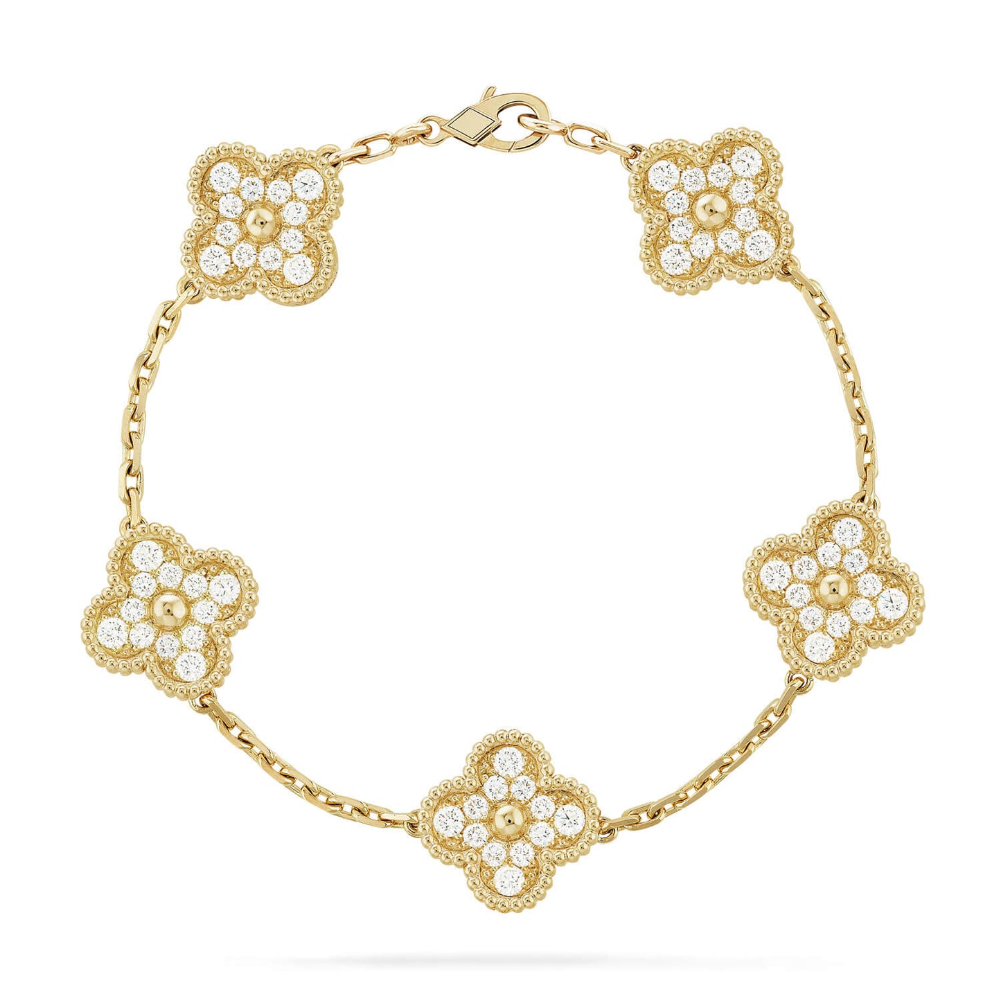 [KELA]LUCKY CLOVER 5-MOTIF BRACELET - FULL-DIAMOND